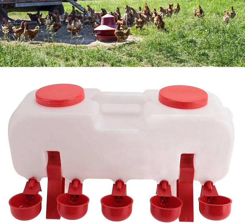 GLOGLOW4uovm6frg9 11 Automatic Chicken Waterer Dispenser 10L Large Capacity With 10 Cups - Image 5